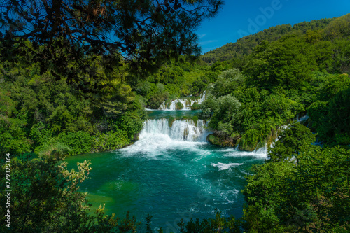 Waterfalls at National Park Krka  Dalmatia  Croatia