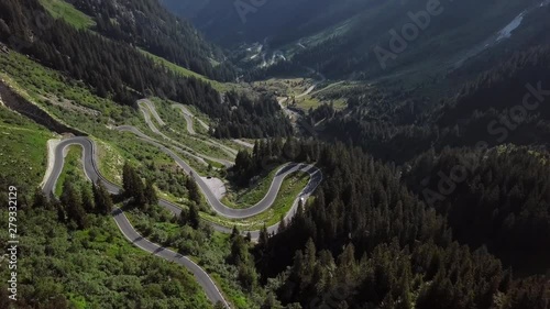 Flight over of Silvretta-Bielerhohe High Alpine Road in Vorarlberg, Austria. photo