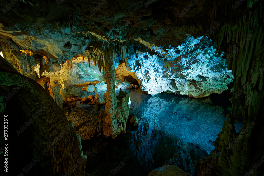 Fototapeta premium First view after the entrance of the Imposing Grotta di Nettuno in Sardegna (Italy)
