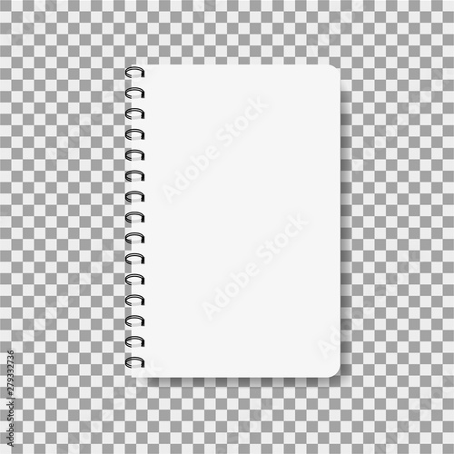 Realistic notebook in mockup style. Blank notepad with spiral. Template of empty notepad on isolated background.Note with spiral.vector eps10