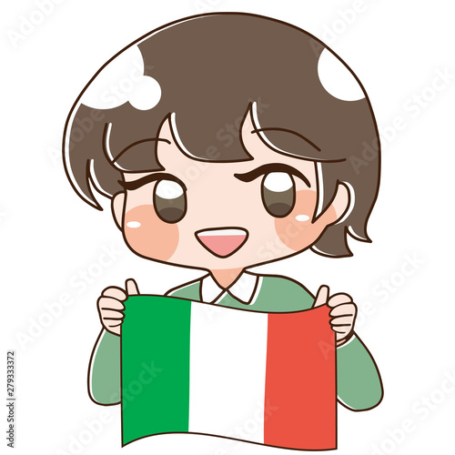 ベクター・イタリアの旗を持つ人