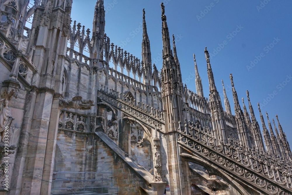 Beautiful roof of the Duomo cathedral in Milan.