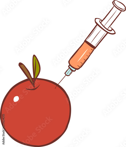 Premium Stock Photo of Red Apple and Syringes Isolated on White