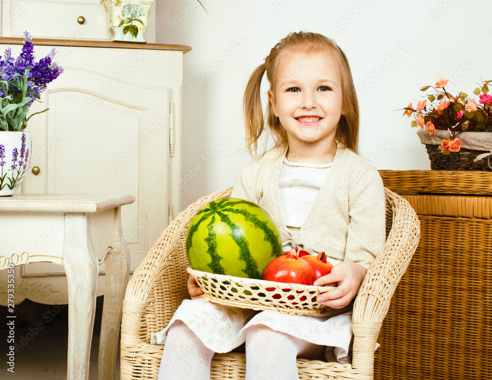 Fototapeta premium little cute girl playing at home, lifestyle people concept