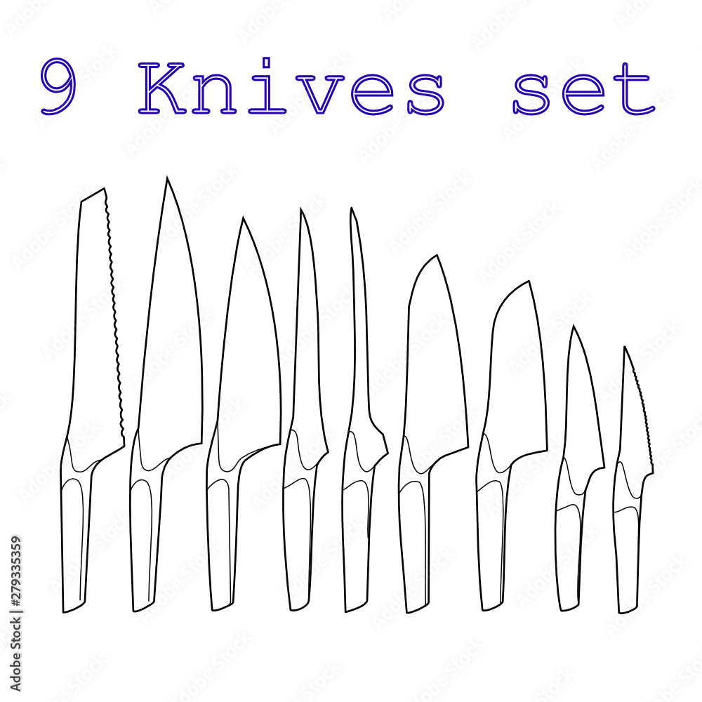 Outline vector set of the illustrations of knives Outline vector set of the illustrations of knives