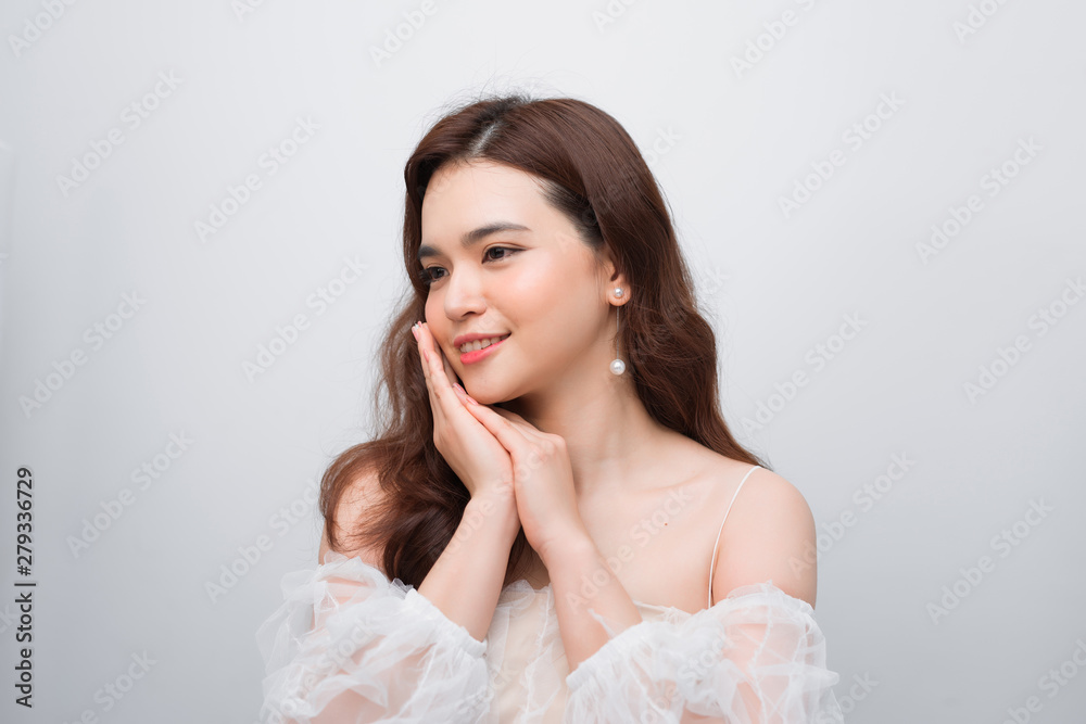 Asian beauty face closeup portrait with clean and fresh elegant lady Asian beauty face closeup portrait with clean and fresh elegant lady