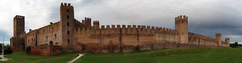Panorama view of medieval defense walls of the town of Montagnana, Padua, Italy
