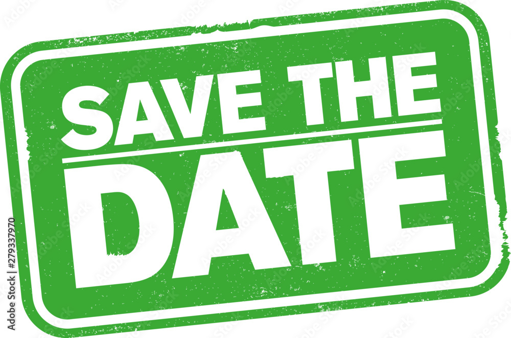 Φωτογραφία green SAVE THE DATE rubber stamp print vector illustration