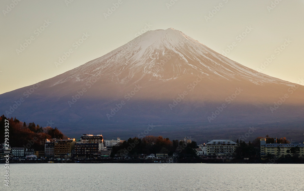 Mount Fuji with Lake Kawaguchi in Japan