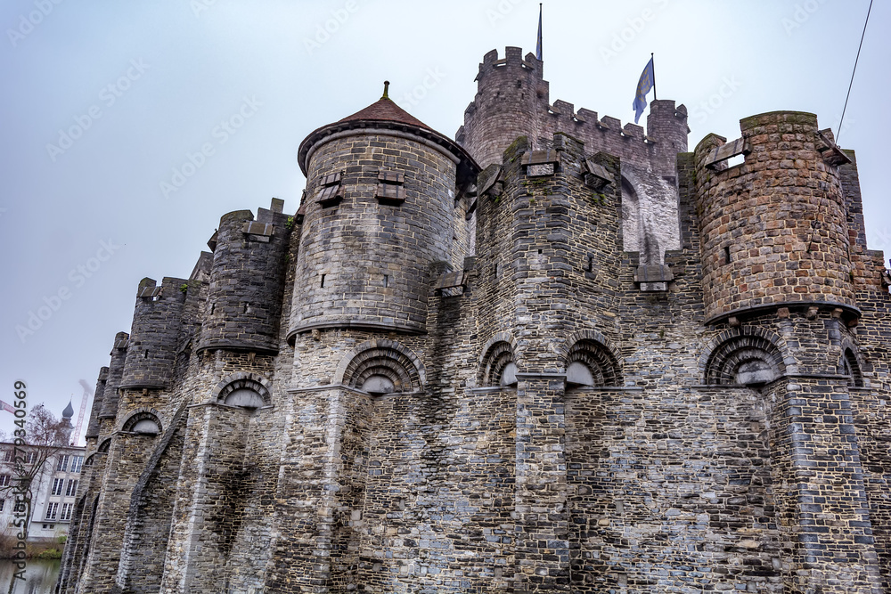 The fairytale fortress known as Gravensteen (Castle of the Counts), a medieval castle at Ghent. Flanders’ quintessential 12th-century stone castle comes complete with moat, turrets and arrow slits.