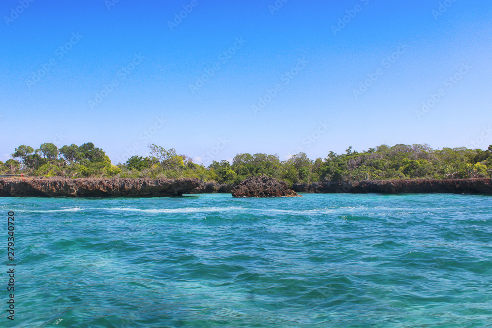 Beautiful lagoon and green trees