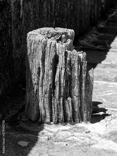 Driftwwod post in black and white