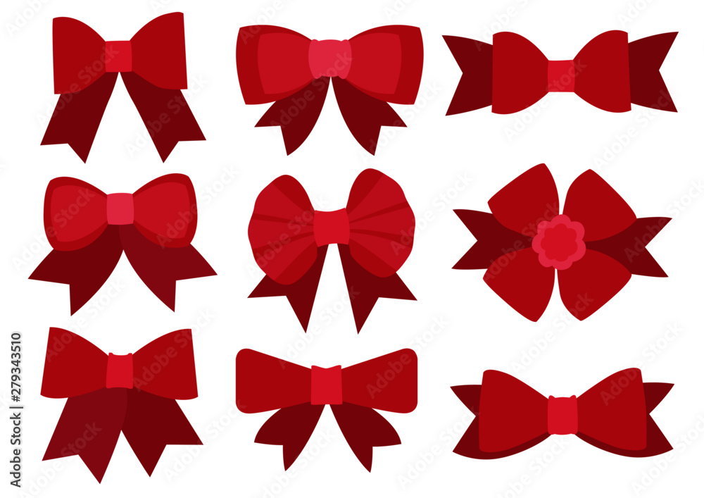 Red bow design on white background illustration vector Red bow design on white background illustration vector