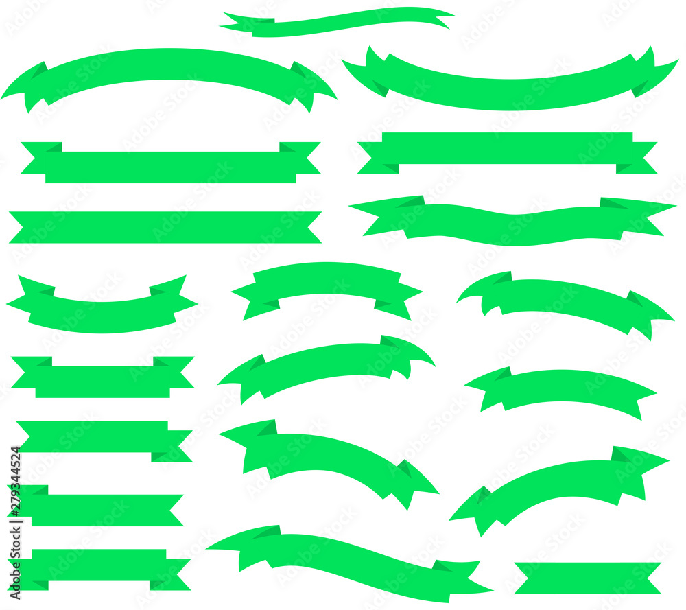 Set of green ribbon. Vector banner illustration.