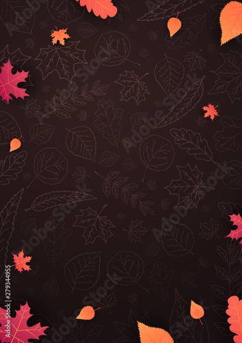 Autumn background with leaves for shopping sale or promo poster and frame leaflet or web banner and social media.