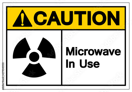 Caution Microwave In Use Symbol Sign, Vector Illustration, Isolate On White Background Label. EPS10