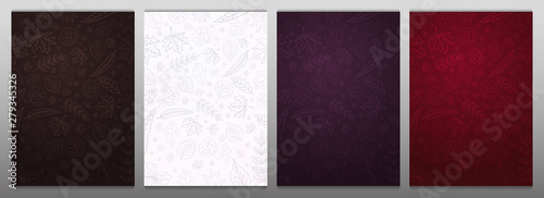 Set of Autumn backgrounds with leaves for shopping sale or promo poster and frame leaflet or web banner and social media.