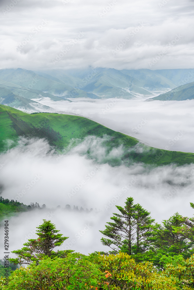 The clouds sea and sunrise in the mountains in West Sichuan, China. The clouds sea and sunrise in the mountains in West Sichuan, China.