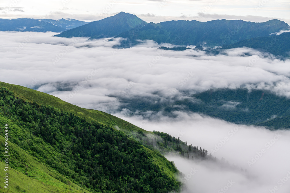 The clouds sea and sunrise in the mountains in West Sichuan, China. The clouds sea and sunrise in the mountains in West Sichuan, China.