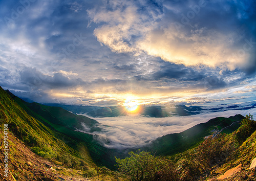 The clouds sea and sunrise in the mountains in West Sichuan  China.