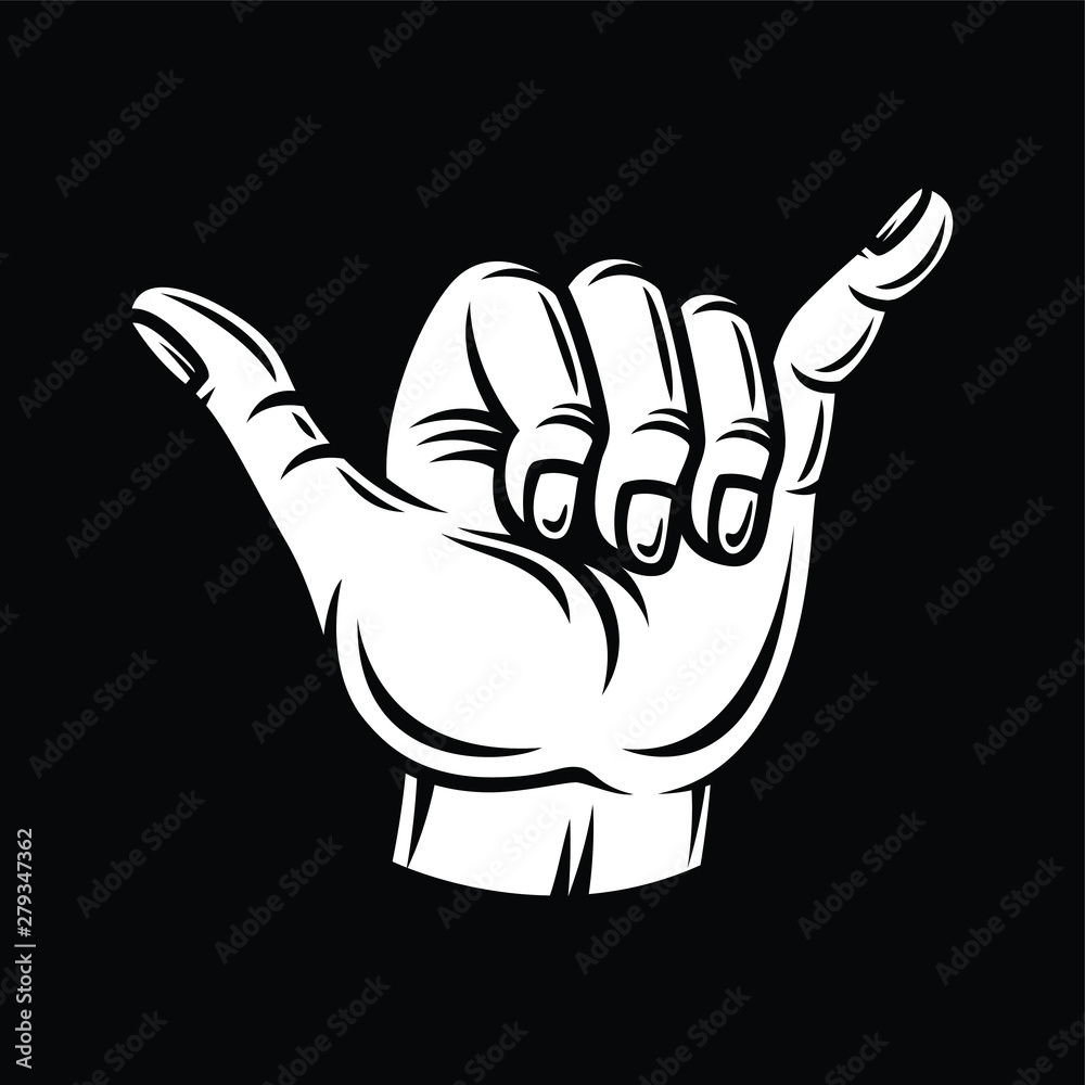 Shaka hand vector sign. Hang loose symbol - Vector Stock-Vektorgrafik |  Adobe Stock