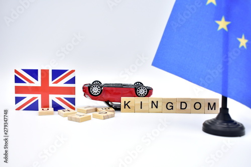 The Brexit and the flags of the United Kingdom and the European Union.