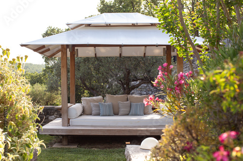 wedding gazebo on the garden photo