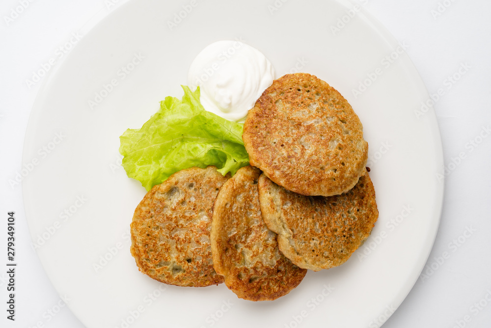 potato pancakes on the white plate