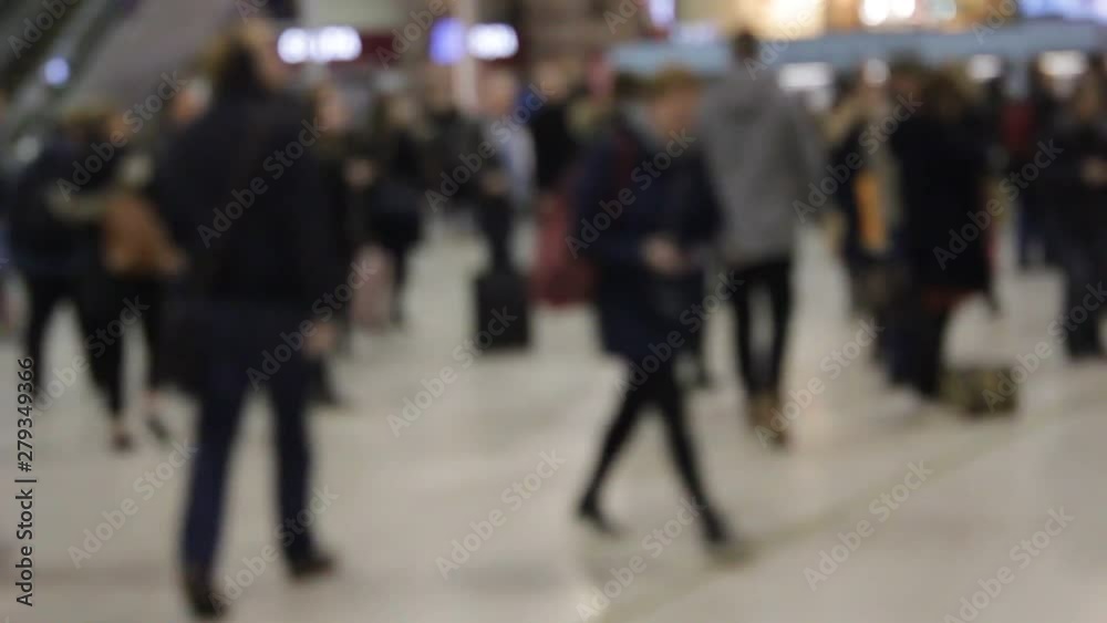 rush hour commuters people walking, urban city backdrop footage - stock, video, film, clip,