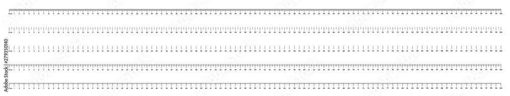 Marking rulers on a white background 100 centimeters various markup options Marking rulers on a white background 100 centimeters various markup options