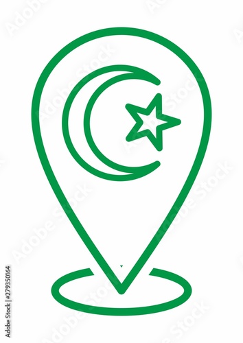 Moon and star icon logo. Islamic sign symbol. Muslim pray. Ramadan Kareem. location icon For Multi purpose. Map markers. Vector Illustration