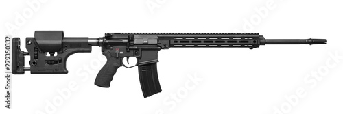 Modern automatic rifle isolated on white photo