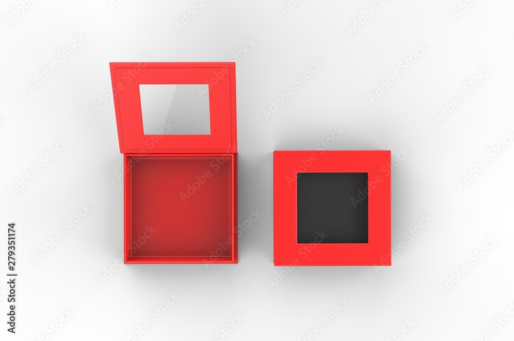 White blank square hard window box for branding mock up template, 3d illustration. White blank square hard window box for branding mock up template, 3d illustration.