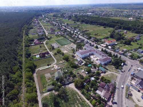 Aerial view of the Saburb landscape  drone image .Kiev Region