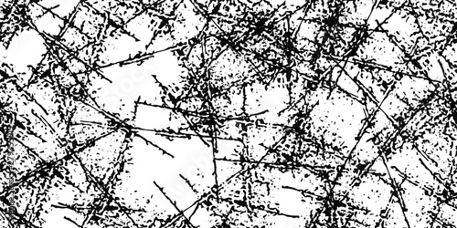 Black and white grunge texture seamless. Abstract monochrome background. Dirty covered with a chaotic pattern on the surface. Vintage old wall in scratches and scuffs.