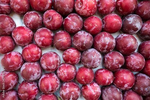 A lot of plums on sale at farms market