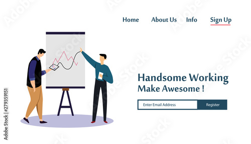 Landing Page Man Working Vector Template Design Illustration