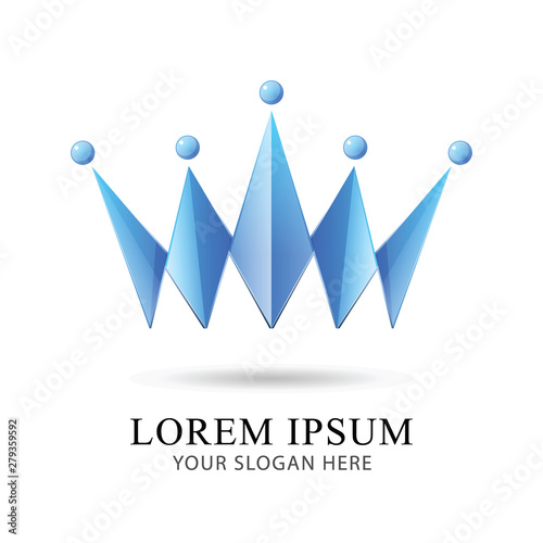 Blue Crown Logo Identity Beautiful Brand design vector template.