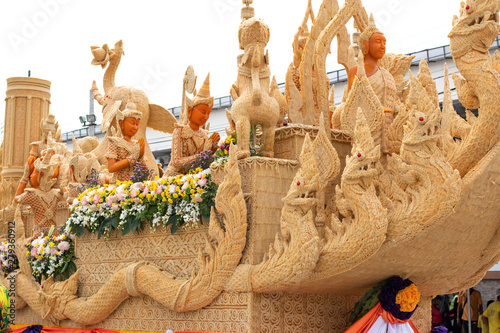 Candle festival in ubon ratchathani thailand. 
