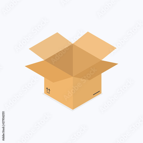 Open Empty Cardboard Box Isometric Color Icon