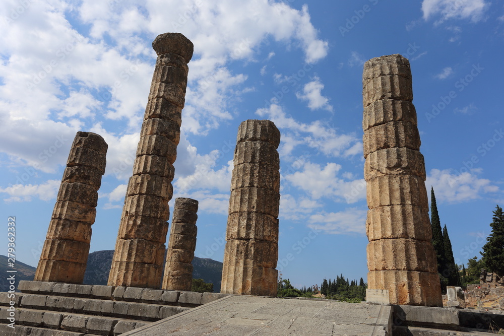 Delphi, Greece - July 19, 2019: The archaeological site of Delphi, seat of the oracle of the god Apollo