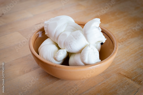 Cow's milk mozzarella cheese handmade in Puglia, Italy