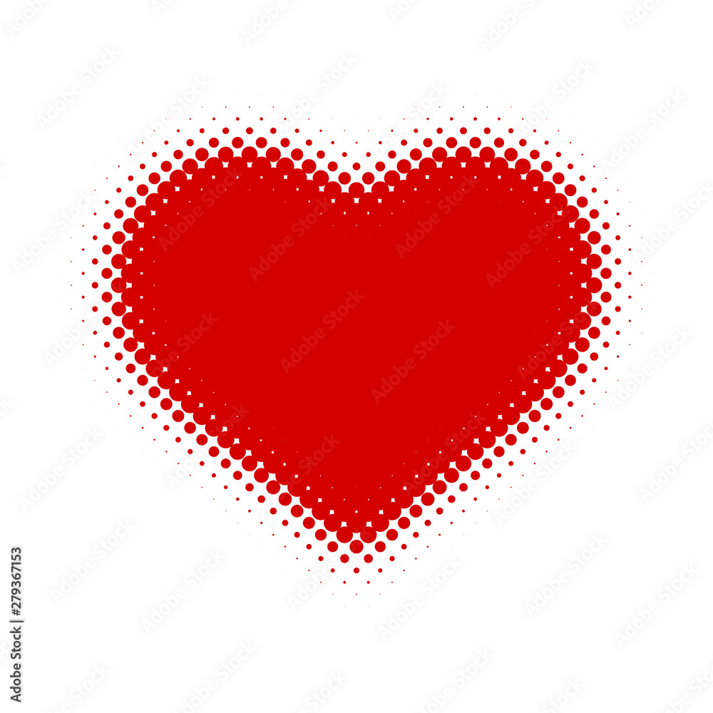 Fototapeta Red isolated heart in the style of pop art. Vector illustration.