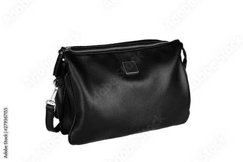 black woman leather handbag isolated on white background