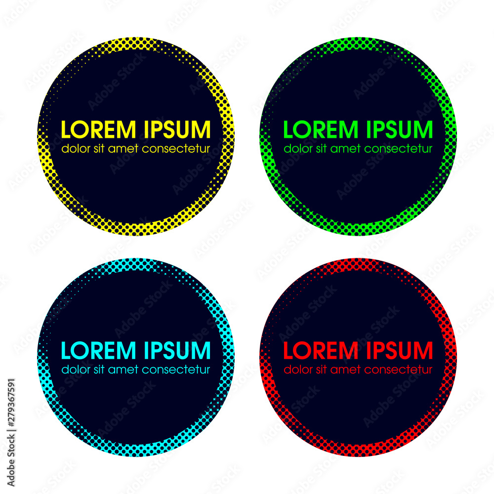 Fototapeta premium Retro design element circle signboards in pop art style with space for text. Halftone vector illustration.