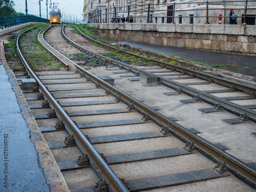 View of the tram in Budapest, Hungary.