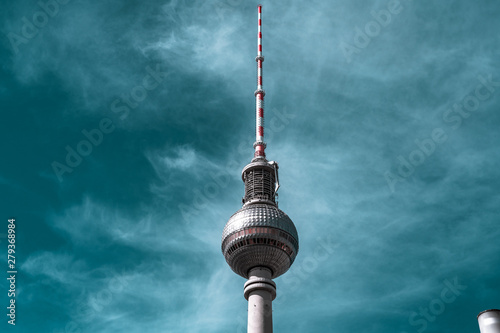 The TV tower of Berlin, the main monument in Alexanderplatz