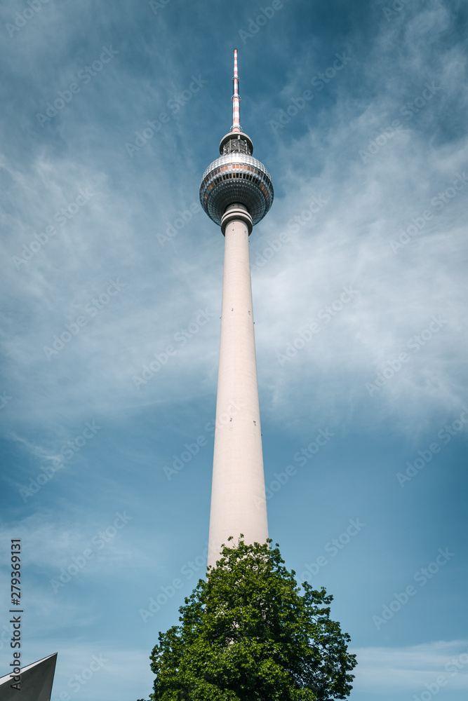 Fototapeta premium The TV tower of Berlin on a sunny day