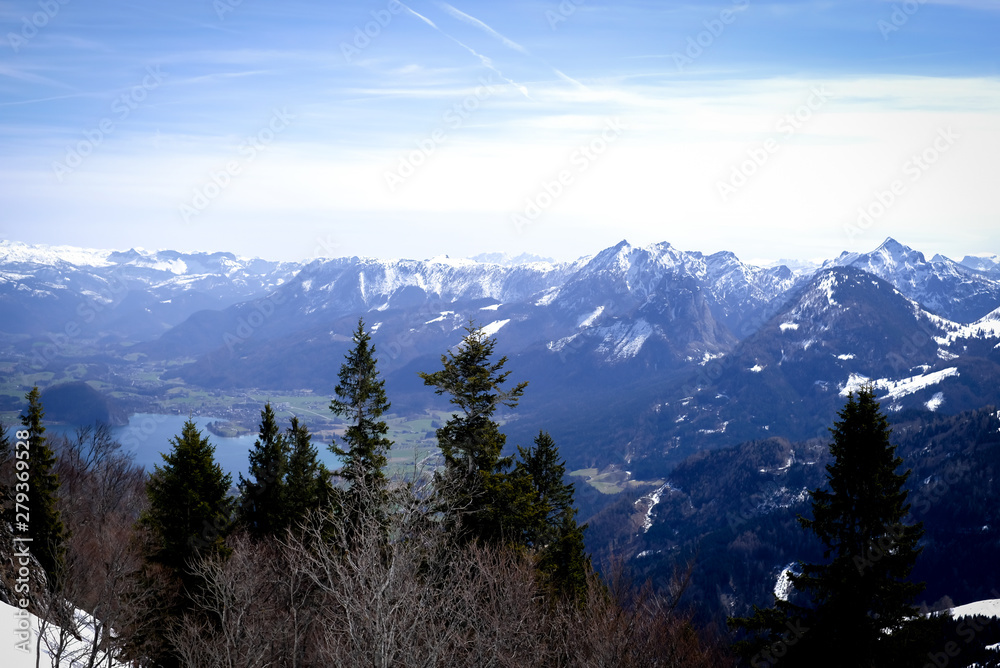 Beautiful view of  Sankt Gilgen, Wolfgangsee And Zwolferhorn Mountain Cable Car, Salzkammergut, Austria