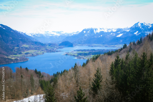 Beautiful view of  Sankt Gilgen, Wolfgangsee And Zwolferhorn Mountain Cable Car, Salzkammergut, Austria © Kullathida